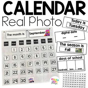 Classroom Calendar Math Activities with Real Pictures by Polka Dots Please