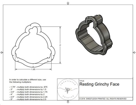 Resting Grinchy Face Cookie Cutter Etsy
