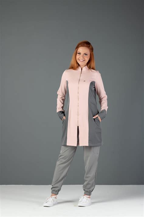 Jaleco Feminino Colors Premium Nude Grafite Recrieprofissionais