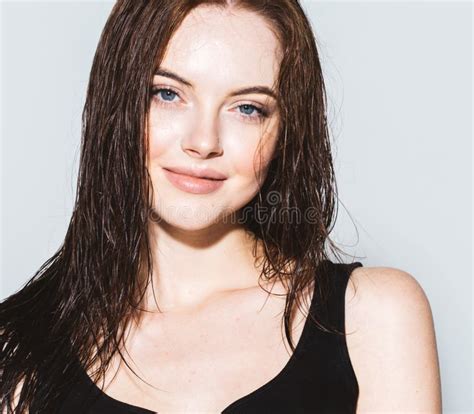 Beautiful Hair Brunette Model Beauty Model With Long Hairstyle Stock