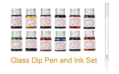 Hyeyc Glass Dipped Pen Ink Set Crystal Handmade Dip Pen Calligraphy Artist Pens