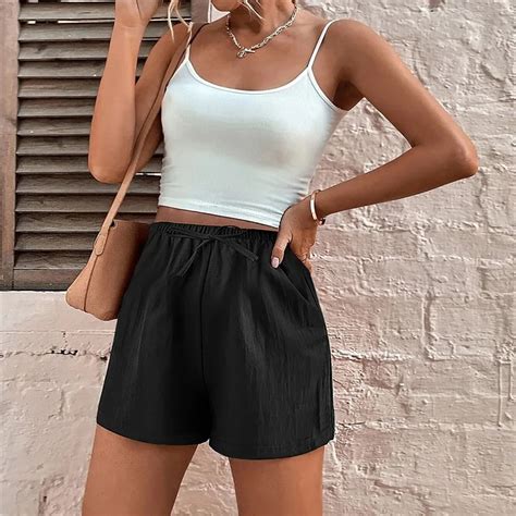 Vêtements lingerie Short d été en coton monochrome pour femme confortable simple décontracté