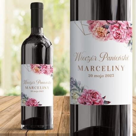 Personalizowana etykieta na panieński naklejka na wino Sweet Peony