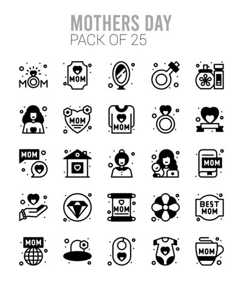 Premium Vector Mothers Day Lineal Fill Icons Pack Vector Illustration