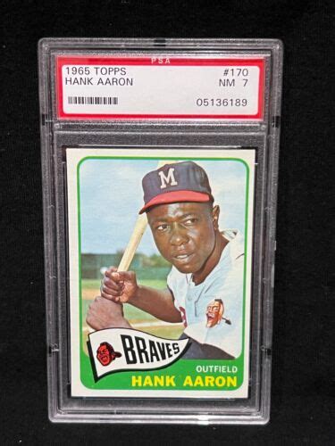 HANK AARON MILWAUKEE BRAVES 1965 TOPPS CARD 170 GRADED NEAR MINT NM