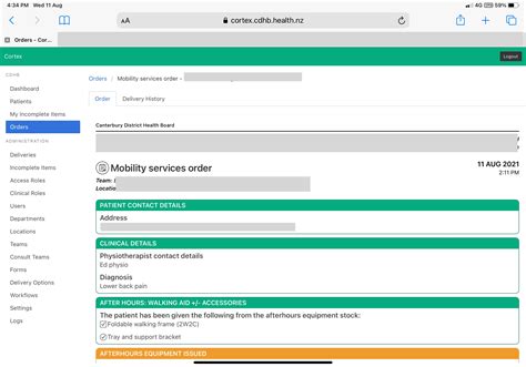 Monitoring Orders : Sense Medical