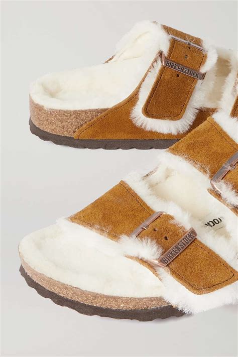 Birkenstock Arizona Shearling Lined Suede Sandals Net A Porter