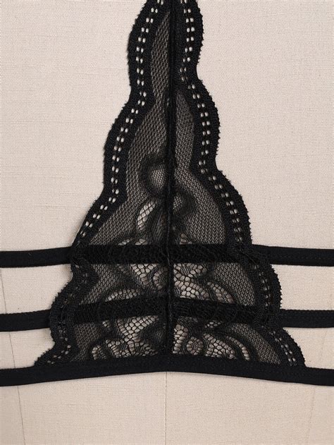 Black Halter Lace Lingerie SheIn Sheinside