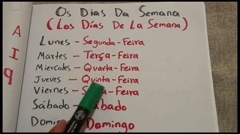 Aprenda Os Dias Da Semana Em Espanhol 🙂. - YouTube