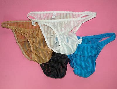 K Hot Men S Sexy Tanga Bikini Contoured Pouch Silky Shiny C Thru Stripes Ebay