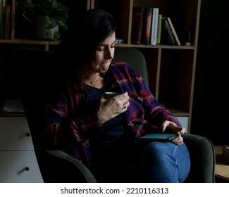 Concentrated Serious Brunette Thin Lipped Woman Stock Photo 2210116313 Shutterstock