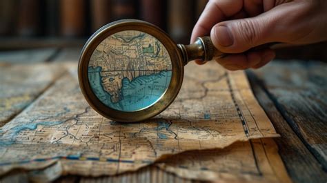 Premium Photo Person Holding Magnifying Glass Over Map