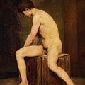 Sitting Nude Man Turned To The Left 1883 Art Print By Gustav Klimt