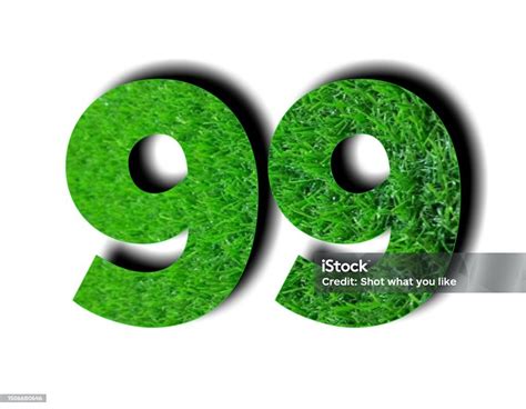 3d Number 99 Ninety Nine With Green Grass Texture On White Background ...