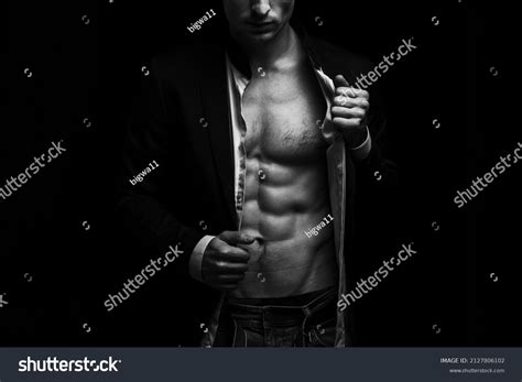 Man Naked Torso On Black Background Stock Photo Shutterstock