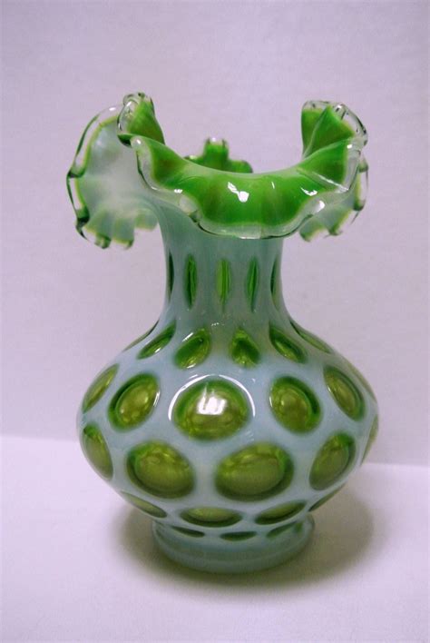 Stunning Antique Vintage Fenton Lime Opalescent Coin Dot Etsy Art