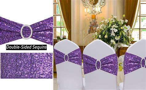 Amazon Jfdydm Double Sided Sequins Purple Chair Sashes Pack