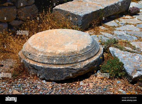 Archaeological site Ancient Thera on the island of Santorini in the Aegean Sea in Greece Stock ...