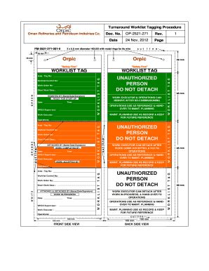 Fillable Online Turnaround Worklist Tagging Procedure Fax Email Print