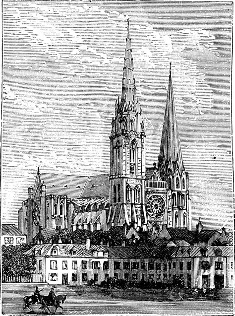 Vintage View Of Chartres Cathedral In France During S Vector