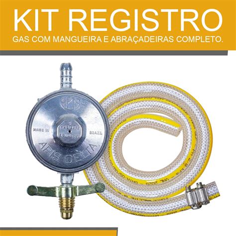 Kit Registro De Gás - Kit Registro Regulador De Gás Com Mangueira E Abraçadeiras Completo ...