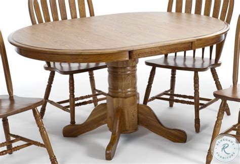 Classic Oak Chestnut Solid Oak 60" Pedestal Extendable Dining Table ...