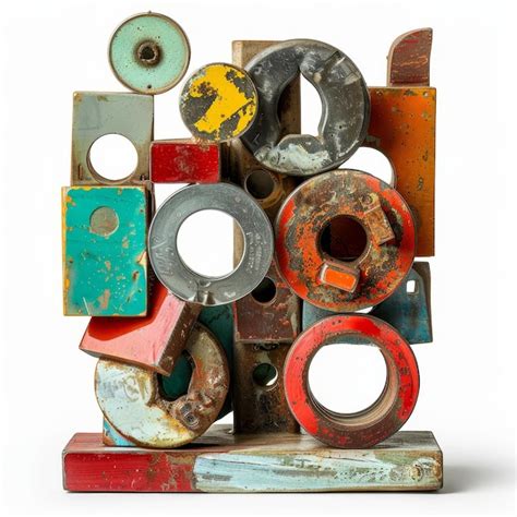 premium photo  sculpture    colored metal objects