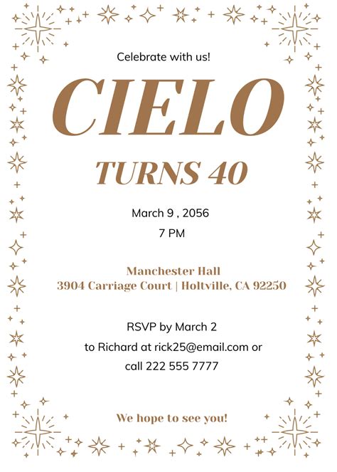Free 40th Birthday Party Invitation Template To Edit Online