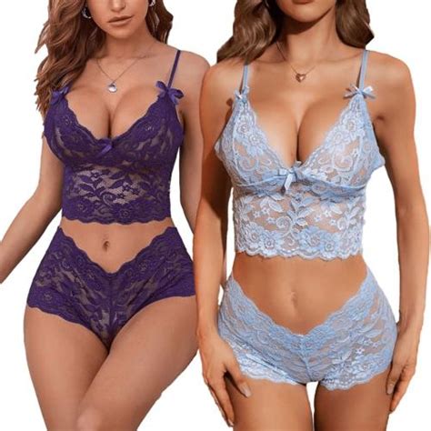 Buy Arnoni Women Babydoll Nightwear Lace Bra Panty Lingerie Set Women Babydoll Night Dress