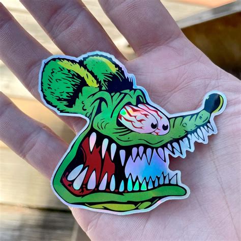 Rat Fink Hot Rod Inch Holographic Premium Decal Sticker Car Window Ebay