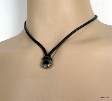 Collier Homme Cuir Pendentif Acier Inoxydable Ninanina