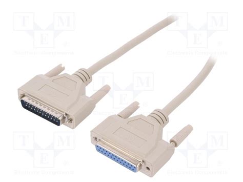 AK-610201-030-E, Кабель; D-Sub 25pin гнездо, D-Sub 25pin вилка; 3м; бежевый