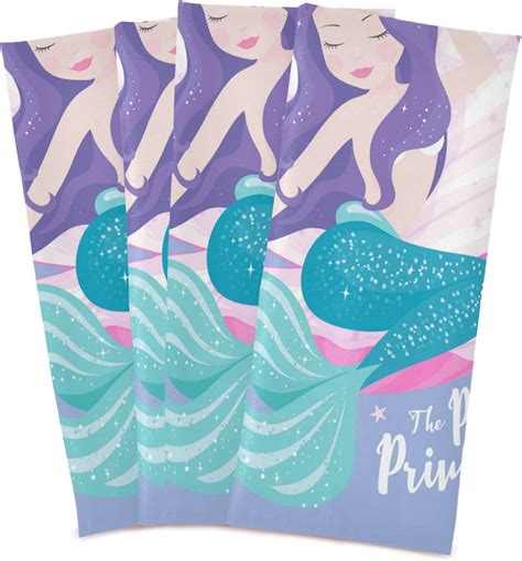 Coolnut Mermaid With Shell Kitchen Towels Set Of 4 Dishcloths Hand