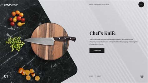 Kitchen Knives Product Slider - Slider Revolution Template