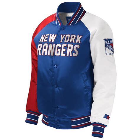 Varsity Blue Satin Starter New York Rangers Youth Jacket Jackets Masters