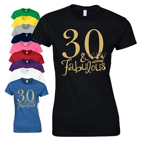 30th Birthday T T Shirt Fabulous 30 Tshirt Queen Crown Thirty Years