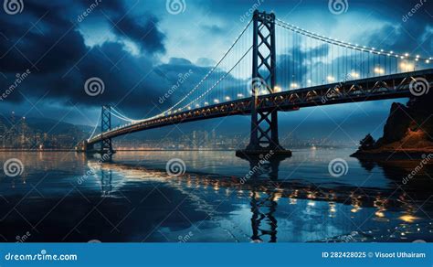 Bay Bridge At Night Classic View Of San Francisco Bay Bridge Stock