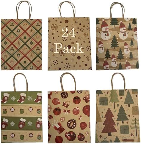 Amazon JOYIN 24 Christmas Kraft Gift Bags For Holiday Paper Gift