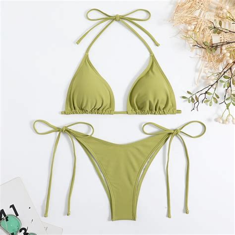 Sentaili Women S Sexy Lingerie Set G String Thong Solid Color Bikini Set Sexy Bras Outfit Halter