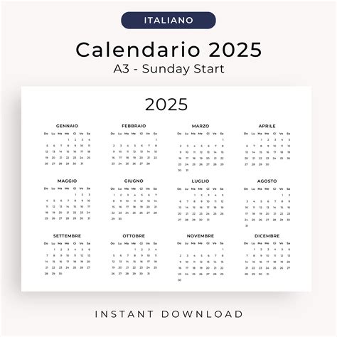 Calendario Calendario Annuale Calendario In Italiano