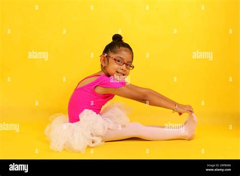 Year Old Latina Brunette Girl Dressed As A Ballerina Practices Sport As Therapy And Adhd