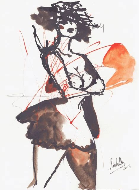 AKT NUDE NAKED Woman Frau Nue Femme Aktzeichnung Zeichnung Drawing Dessin EUR