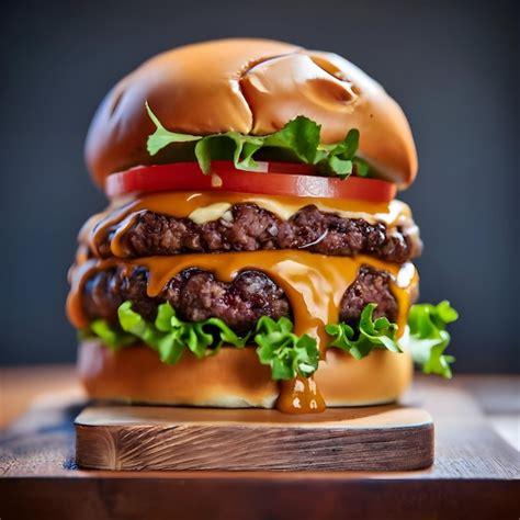 Premium Photo Chicken Cheese Double Patty Burger Ai Generated Image