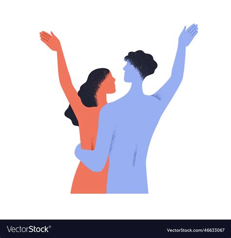 Abstract Love Couple Hugging Together Nude Naked Vector Image