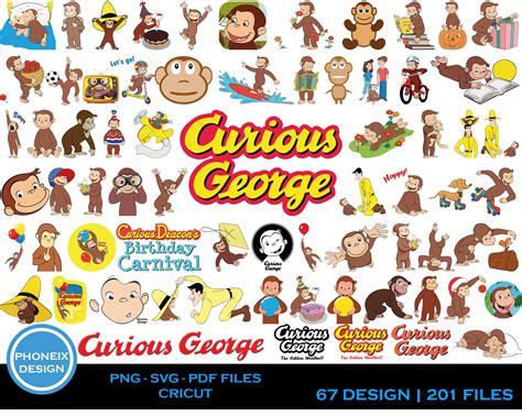 Curious George Chracters Svg/ Png / Pdf Bundle Birthday Party Special