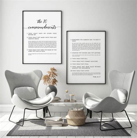 The Ten Commandments Exodus Bible Verse Wall Art Etsy