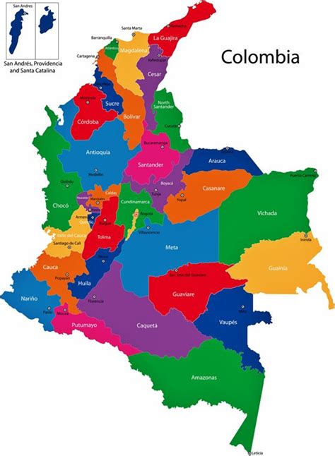 Colombia Map of Regions and Provinces - OrangeSmile.com