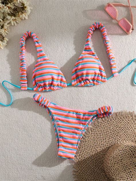 Swim Mod Women S Striped Sexy Bikini Set For Swimming And Beach Vacation Summer Beach SHEIN USA