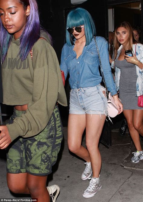 Kylie Jenner Flaunts Derriere In Ripped Denim Hot Pants On Night Out Daily Mail Online