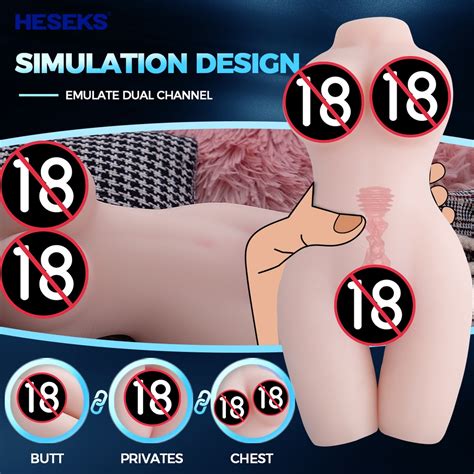 HESEKS Dual Channel Male Masturbate Toy Realistic Silicone Vagina Chest Buttock Adult Goods Man
